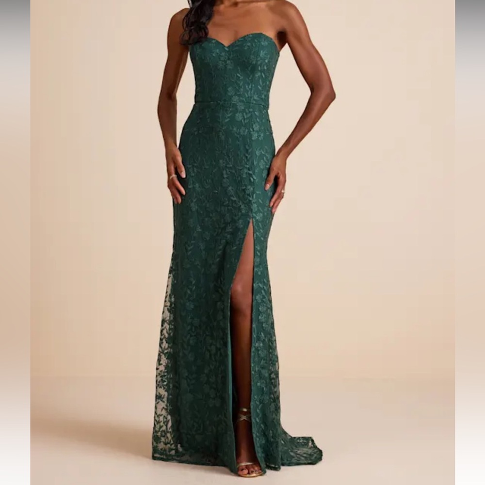 Lulus Women Romantic Beauty Floral Embroidered Strapless Maxi Dress Green M